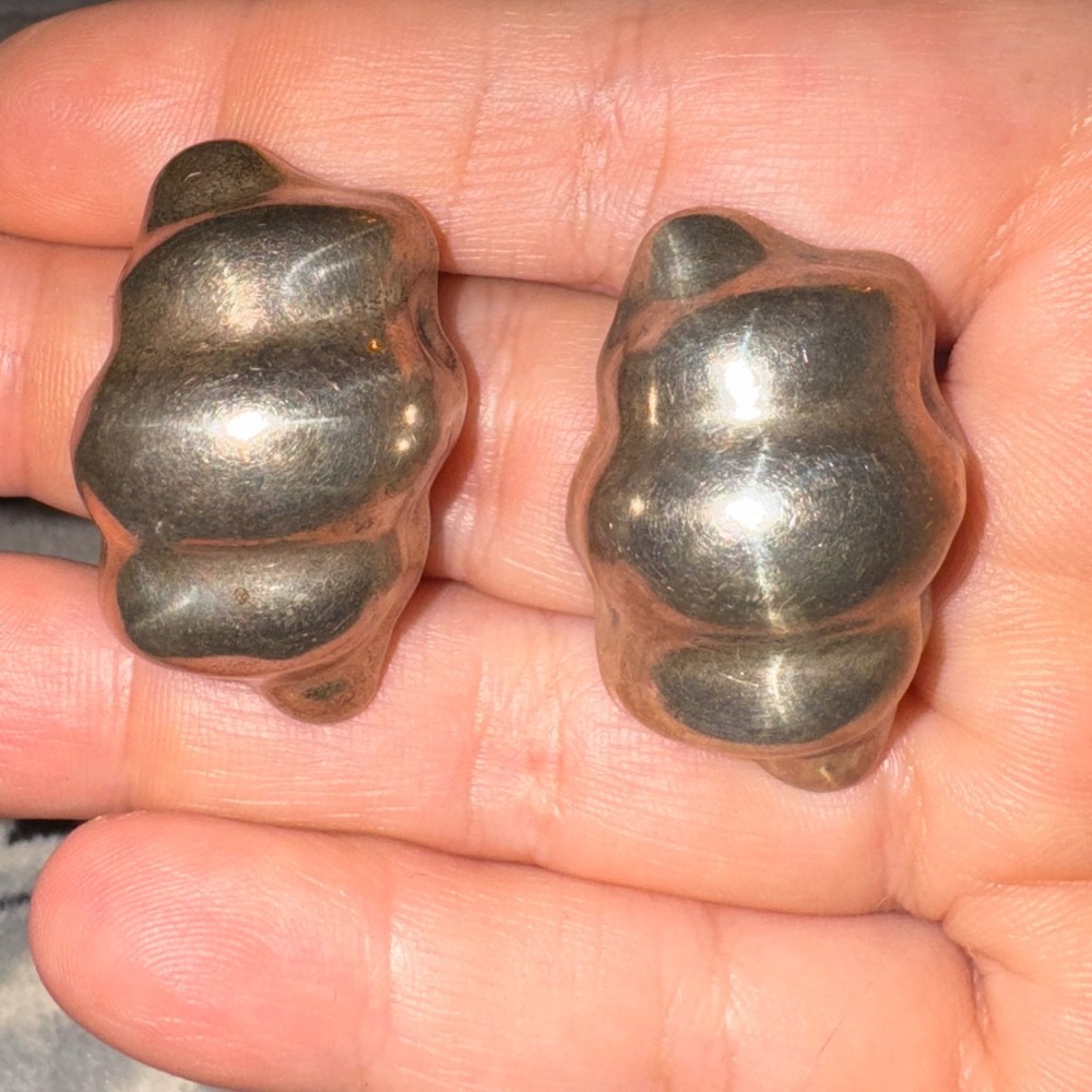 VTG MEXICAN STERLING RIBBED EARRINGS